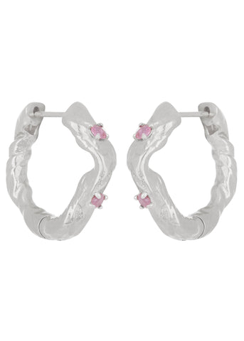 Nan Hoops in Silver - Pink Sapphire