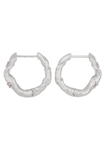 Nan Hoops in Silver - Pink Sapphire