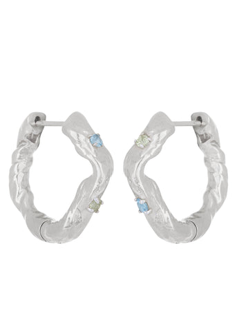 Nan Hoops in Silver - Blue Topaz/Peridot