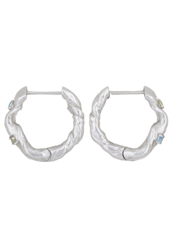 Nan Hoops in Silver - Blue Topaz/Peridot