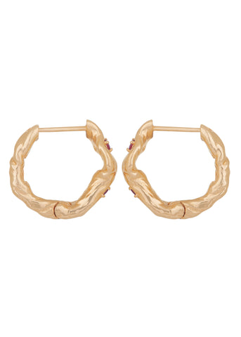 Nan Hoops in Gold - Ruby