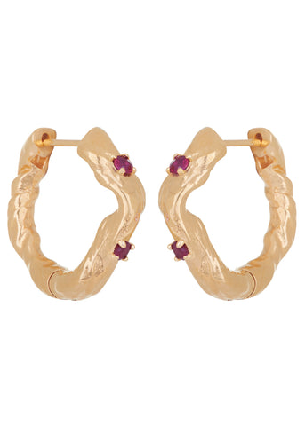 Nan Hoops in Gold - Ruby