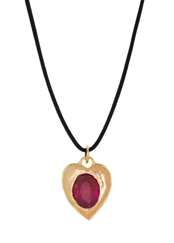 Pacha Cord Necklace in Gold - Fuchsia