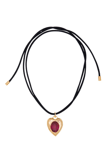 Pacha Cord Necklace in Gold - Fuchsia