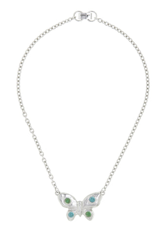 Tropicana Butterfly Necklace in Silver - Iguana/Lizard