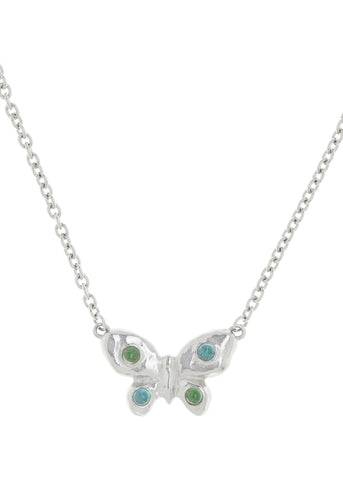 Tropicana Butterfly Necklace in Silver - Iguana/Lizard