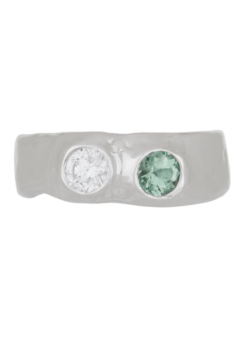 Felt Ring Divine White Gold - Diamond & Mint Green Tourmaline