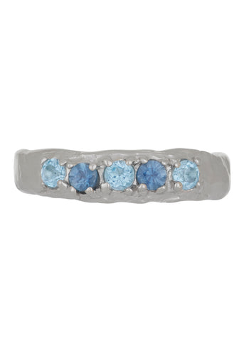 Mother Ring in White Gold - Sapphire Blue Topaz