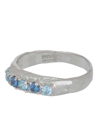 Mother Ring in White Gold - Sapphire Blue Topaz