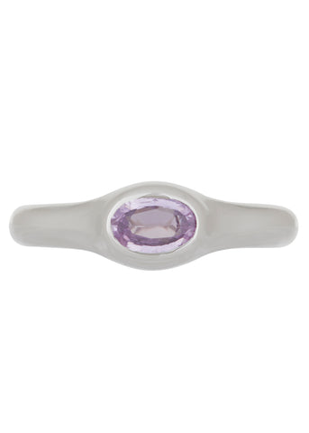 Cecil Ring in White Gold - Faceted Pink Sapphire