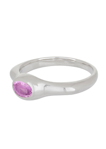 Cecil Ring in White Gold - Faceted Pink Sapphire