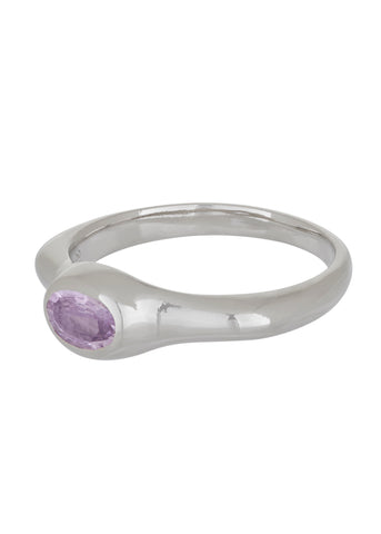 Cecil Ring in White Gold - Faceted Pink Sapphire