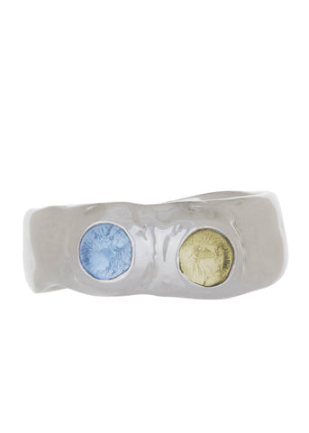 Felt Ring in Sterling Silver - Ice Blue & Limoncello