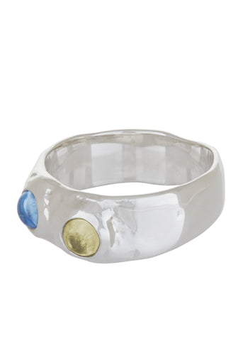 Felt Ring in Sterling Silver - Ice Blue & Limoncello