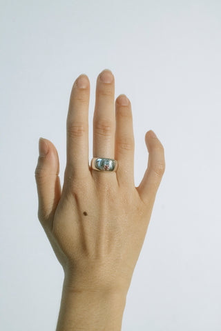Radio Ring in Sterling Silver - Pink Tourmaline/Aquamarine