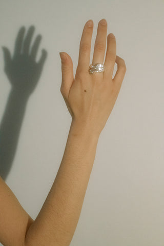 Mambo Ring in Sterling Silver - Crystal/Jonquil