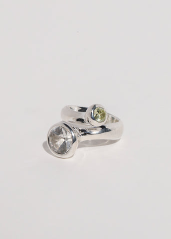 Mambo Ring in Sterling Silver - Crystal/Jonquil