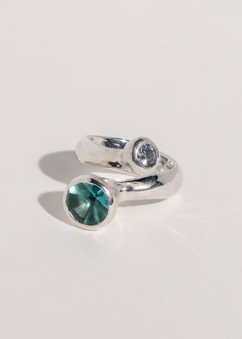 Mambo Ring in Sterling Silver - Jade/Light Blue