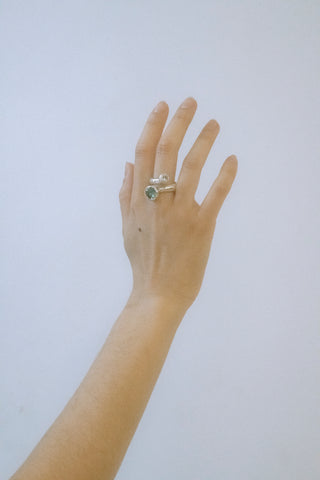 Mambo Ring in Sterling Silver - Jade/Light Blue