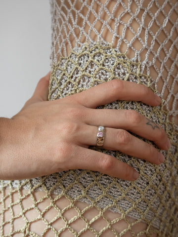 Felt Ring Divine White Gold - Diamond & Blue Sapphire