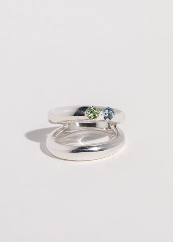 Paradox Ring in Sterling Silver - Peridot/Aquamarine