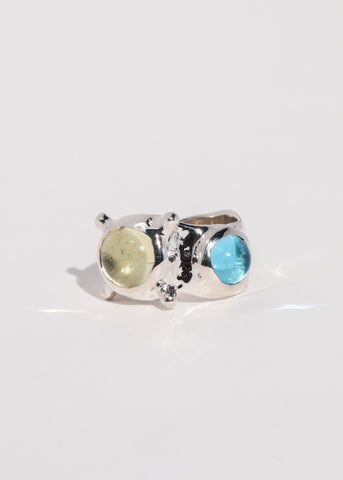 Pulp Ring in Sterling Silver - Aqua/Jonquil