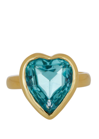 Archive Lovely Ring in Brass - Aqua