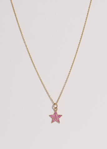 Star Pave Necklace in 14k - Pink Sapphire