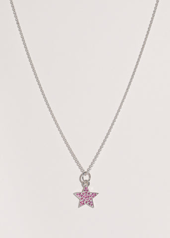 Star Pave Necklace in Sterling Silver - Pink Sapphire