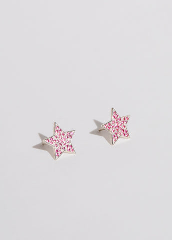 Star Studs in Sterling Silver - Pink Sapphire