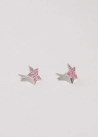 Star Studs in Sterling Silver - Pink Sapphire