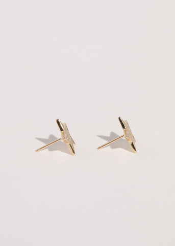 Star Studs in 14k - Diamonds