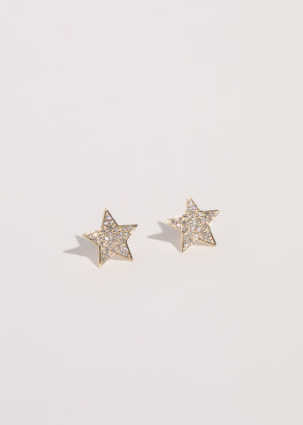 Star Studs in 14k - Diamonds