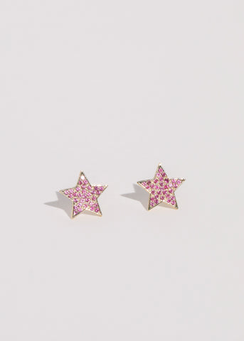 Star Studs in 14k - Pink Sapphire