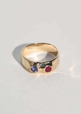 Archive Felt Ring Divine in 14k - Faceted Ruby & Sapphire