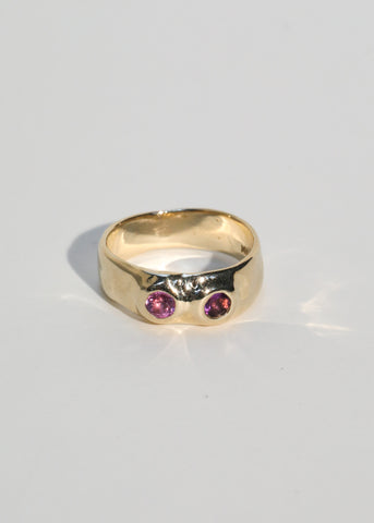 Archive Felt Ring Divine in 14k - Faceted Amethyst & Pink Sapphire
