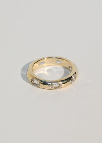 Archive Orbital Ring in 14k - Faceted White Topaz