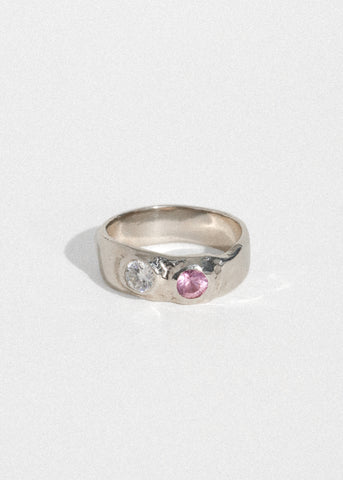 Felt Ring Divine in White Gold - Diamond & Pink Sapphire