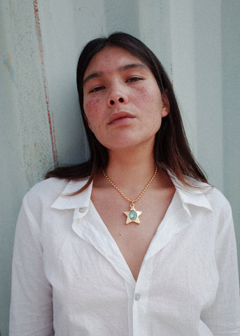 Star Pacha Necklace in Gold - Aqua