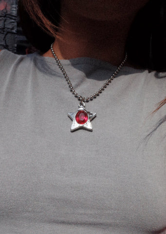 Star Pacha Necklace in Silver - Pink