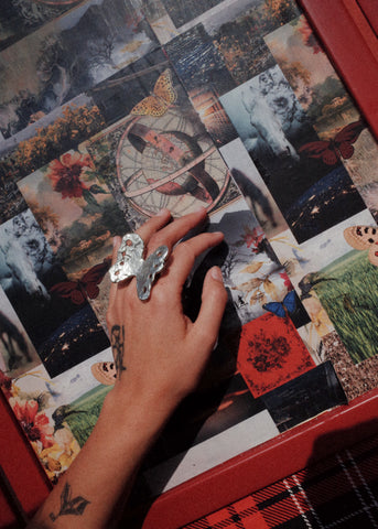 Butterfly Ring in White Bronze