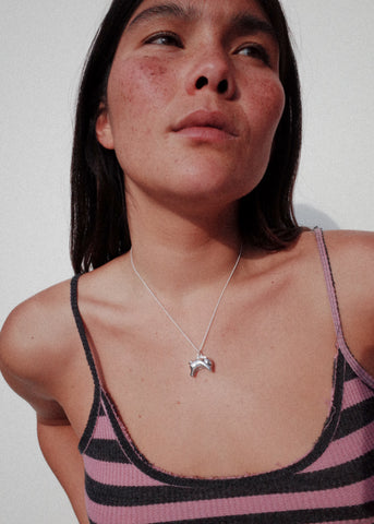 Bunny Charm Necklace in Sterling Silver