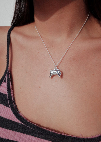 Bunny Charm Necklace in Sterling Silver