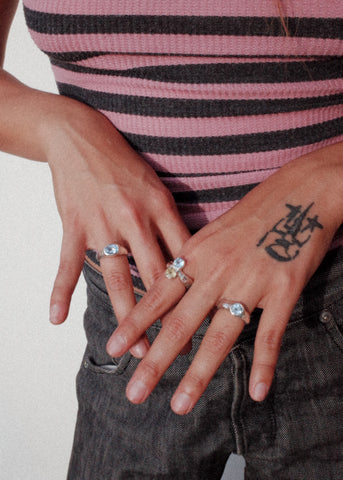 Zap Ring in Sterling Silver - Blue Topaz