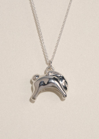 Bunny Charm Necklace in Sterling Silver
