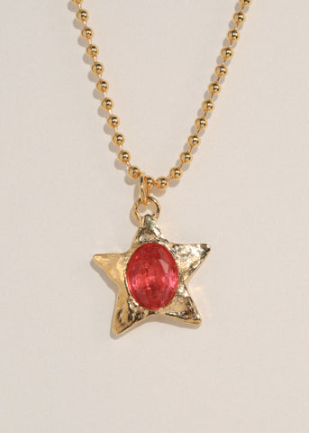 Star Pacha Necklace in Gold - Pink
