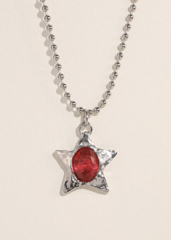 Star Pacha Necklace in Silver - Pink