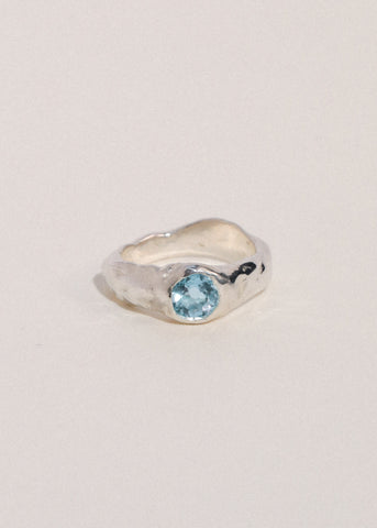 Zap Ring in Sterling Silver - Blue Topaz
