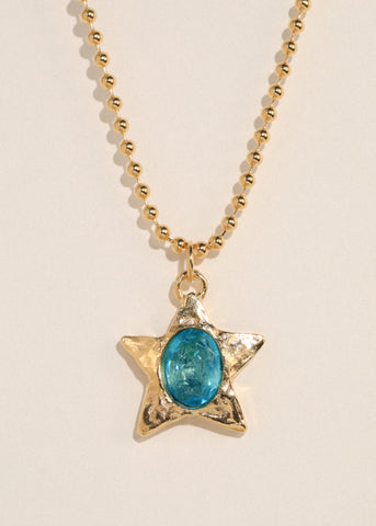Star Pacha Necklace in Gold - Aqua