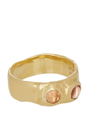 Felt Ring in Brass - Peach & Pink